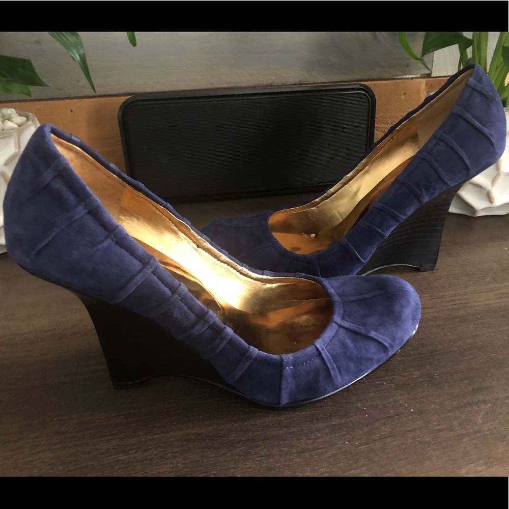 Guess Suede Wedges- Navy Blue-Size 6